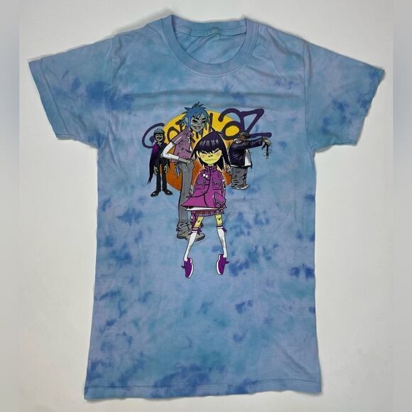 Gorillaz Graphic T-shirt Women Small Blue Tie Dye Short Sleeve Music - Picture 1 of 5